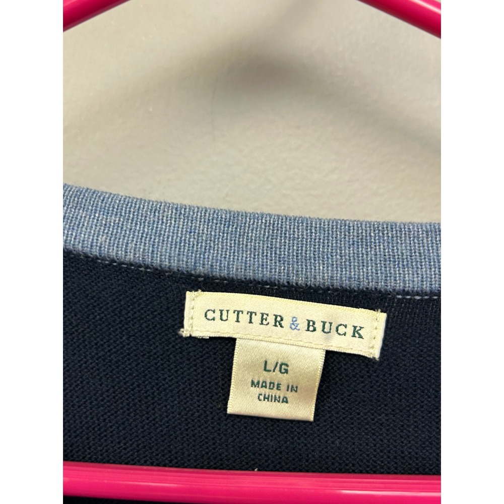 Cutter & Buck Sweater Vest Mens Large Blue Argyle V-Neck Cotton Sleeveless Knit - Picture 4 of 10